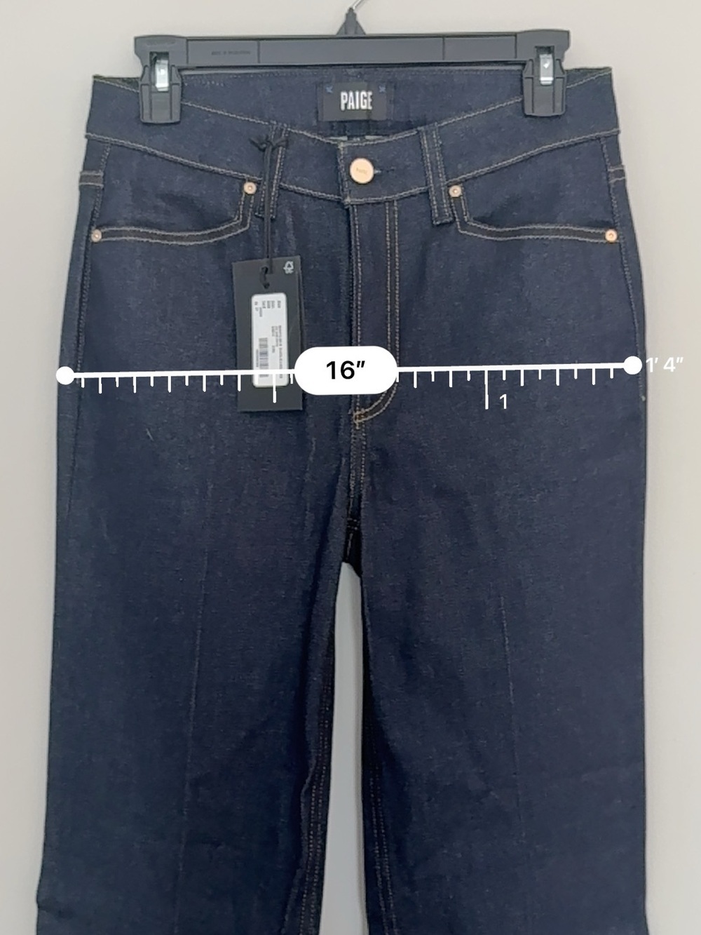 PAIGE Dark Wash High Rise Flare Jeans Wide Leg Retro Denim - Picture 9 of 13